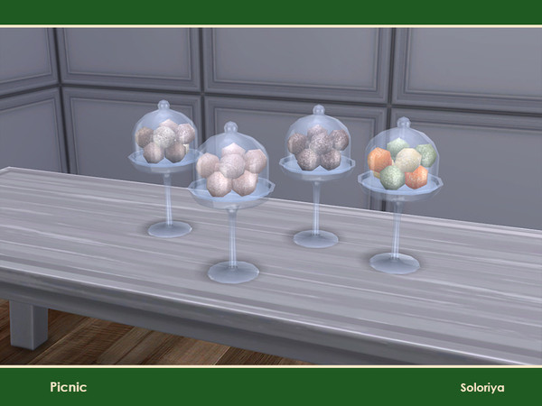 Sims 4 — Picnic. Candies by soloriya — Candies under glass. Part of Picnic set. 4 color variations. Category: Decorative