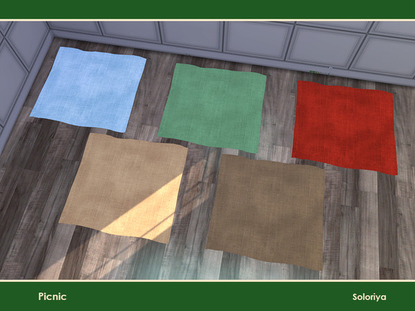 Sims 4 — Picnic. Rug by soloriya — Simple rug. Part of Picnic set. 5 color variations. Category: Decorative - Rugs.