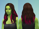 Sims 4 — Gamora Hair (Guardians of the Galaxy) - Outdoor Retreat by marionravenwoodjones — Dark brown hair with deep pink