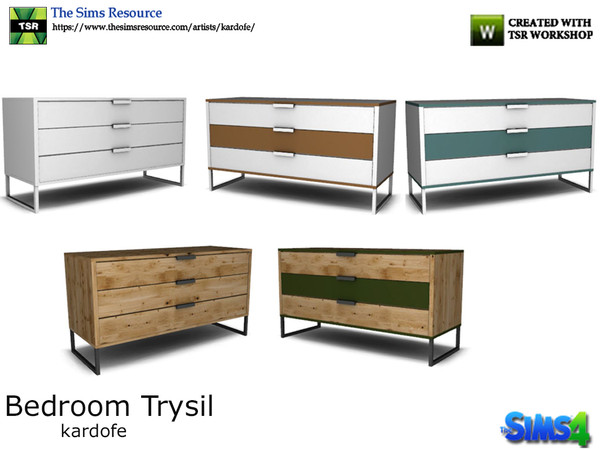Sims 4 — kardofe_Bedroom Trysil_Chest of drawers by kardofe — Three drawer chest of drawers, inspired by Ikea's Trysil