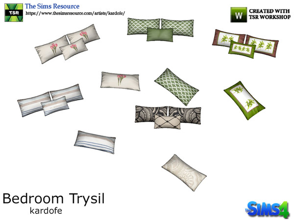 Sims 4 — kardofe_Bedroom Trysil_Cushions by kardofe — Group of four cushions, to place on the bed, does not need tricks,