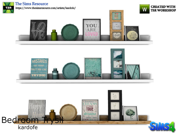 Sims 4 — kardofe_Bedroom Trysil_Shelf with pictures by kardofe — Wall shelf with pictures and decorative objects, in