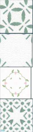Sims 2 — JD green tile by jdamgaard — This is a set of 4 white tiles with green pattern