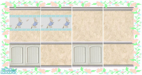 Sims 2 — Beatrix Potter Bunny Wall Set by jyackley01 — This set of four walls features a border with the adorable bunny
