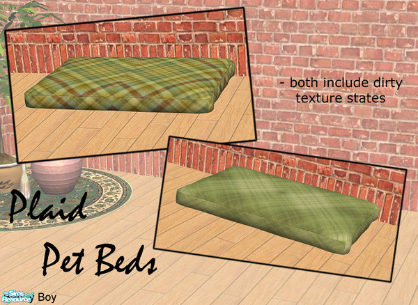 Sims 2 — Green Plaid Pet Beds by Benny Boy — Green 'Plaid Pet Beds' to use in any of your Sims' houses. Work for dogs and
