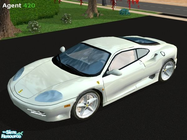 Sims 2 — Silver Sky-Blue Ferrari 360 Modena by Agent420 — A Silver Sky-Blue Ferrari 360 Modena. Mesh by Maximum_Spider.