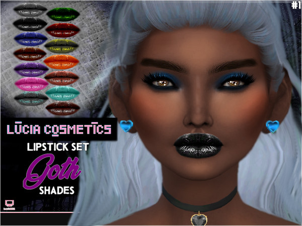 Sims 4 — LUCIA COSMETICS Lipstick Set #1 _ Goth Shades by lucidoll — This is the first to release my Sim cosmetics line :