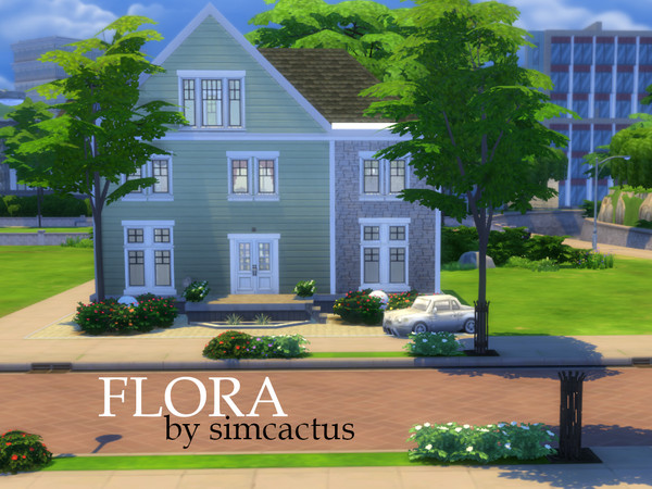 Sims 4 — Flora by simcactus — This build has two usable floors. Each floor has a bathroom, a (master) bedroom, a living