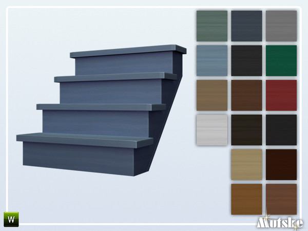 Sims 4 — Stairs Add-on Unremarkable Staircase 4 steps by Mutske — This stair is part of the StairsAddOn set. Round side