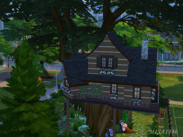 Sims 4 — Tree house  by Misa1996 — This house is for small sim family. It is furnished and decorated. Inside is living