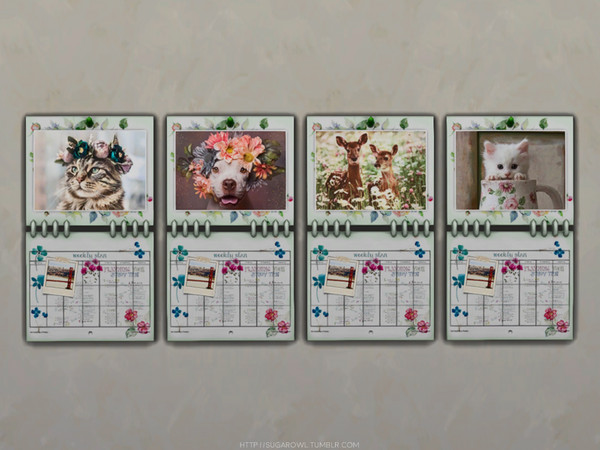 Sims 4 — Spring calendar #1 | Pets needed by sugar_owl — - EA recolor - requires Pets - 4 swatches (for the big picture