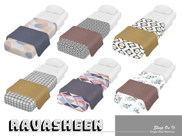 Sims 4 — Sleep On It Mattress by RAVASHEEN — Single mattress to be used with our frames. Mix and match bedding to get the