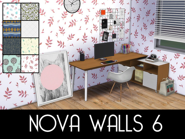 Sims 4 — NOVA Walls 6 by modelsims4 — NOVA Walls 6 - 8 swatches - Made with Sims4Studio and Adobe Photoshop - All wall