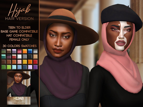 Sims 4 — HIJAB [HAIR VERSION] by c4ndypr1ncess — Base Game Compatible - Hat Compatible - Teen to Elder - Female Only - 30