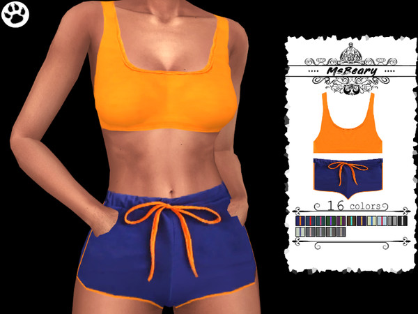 Sims 4 — Tanktop With Drawstring Shorts OUTFIT by MsBeary — Enjoy this sporty but comfy outfit!