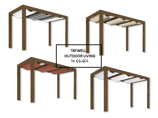 Sims 4 — Taywell Outdoor Living Pergola 4-Tile by Chicklet — Part of the Taywell Outdoor Living Set. Just in time for