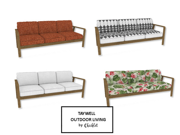 Sims 4 — Taywell Outdoor Living Sofa by Chicklet — Part of the Taywell Outdoor Living Set. Just in time for summer sun