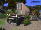 Sims 4 — Melody by simcactus — This one is a 20x20 build. It has two usable floors. On the ground floor there is the