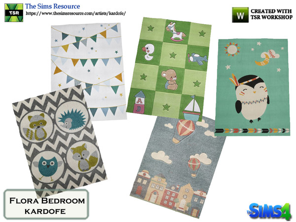 Sims 4 — kardofe_Flora Bedroom_Rug by kardofe — Medium sized carpet in five different children's designs 