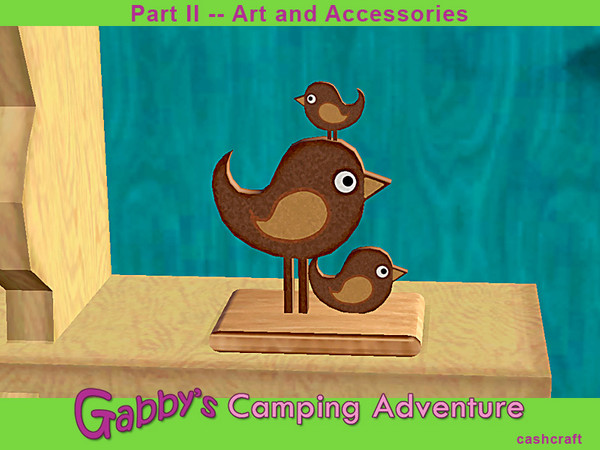 Sims 3 — Gabby's Camping Adventure Birds Clutter by Cashcraft — Decorative woodland clutter, mom bird with babies.