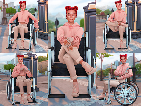 Sims 4 — Wheelchair Pose Pack by KatVerseCC — for diversity. I hope you like these wheelchair poses. :) 5 in game poses