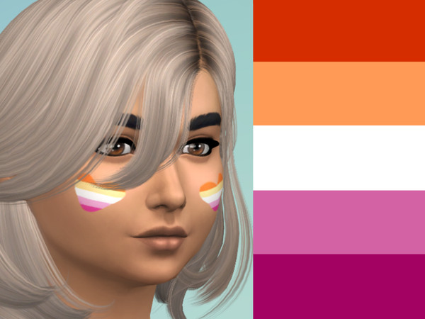 Sims 4 — Pride Blush by unluckii-mage — Base game pride heart blush, includes the following flags: Gay Lesbian Bi Pan Ace