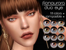 Sims 4 — Duo Eye by fionaurora — Two-toned eye in 11 shades. Custom thumbnail and HQ compatible. Enjoy~!