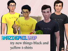 Sims 4 — AmazingPhil - black and yellow Try New Things shirts by unwrittengalaxy — - bgc - two male shirts 