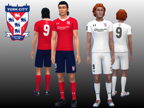 Sims 4 — York City F.C. Kit by RJG811 — York City F.C. Kit Jerseys Shorts Socks -home and away, number 9 and un-numbered