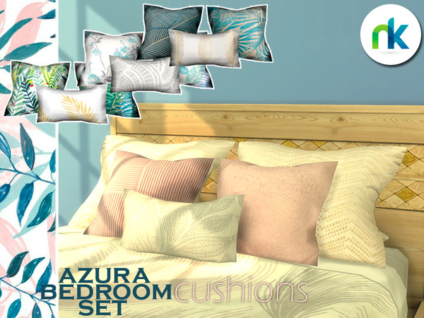 Sims 4 — Nikadema Azura Cushions by nikadema — Three cushions to complete the set. 4 colors included No cheats needed