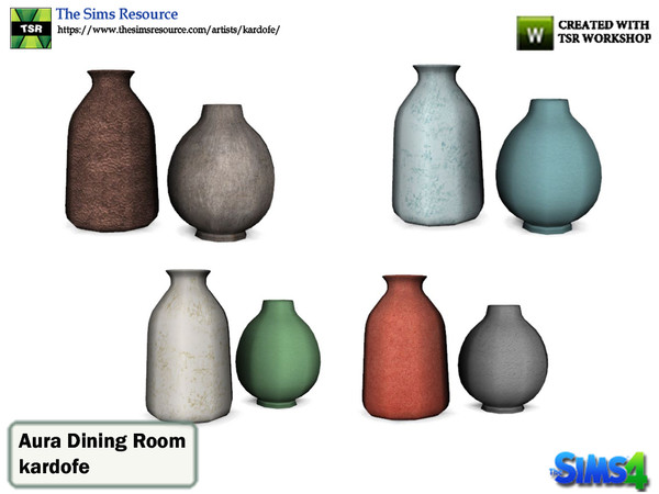 Sims 4 — kardofe_Aura Dining Room_Vases by kardofe — Two vases, in four color options 
