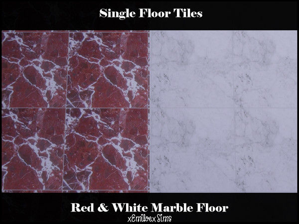 Sims 4 — Red & White Marble Floors by xEmiloexsims — This contains red and white marble flooring, found int he floor