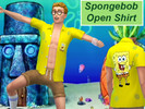 Sims 4 — Spongebob Open Shirt - Seasons needed by kishakk — This is an open shirt with Spongebob on the front pocket and