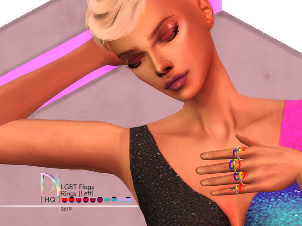 Sims 4 — Pride Collection 19' - LGBT Rings [Left] by DarkNighTt — Pride Collection 19' - LGBT Rings [Left] Pride Month is