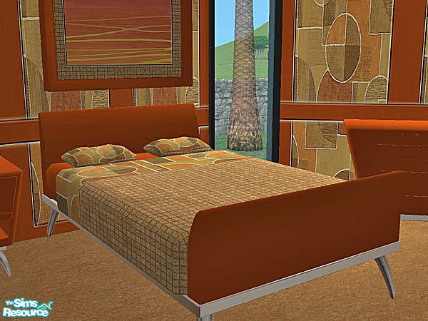 Sims 2 — Orangish Modern Pets Bedroom - Bed by TheNumbersWoman — Bed for the Orangish Modern Pets Bedroom