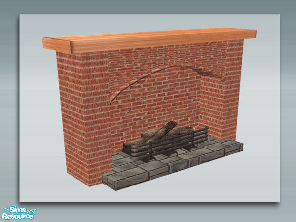 Sims 2 — Rustic Living: Pine - Brick Fireplace by Shakeshaft — Part of a recolour of my Rustic Living room set, in a worn