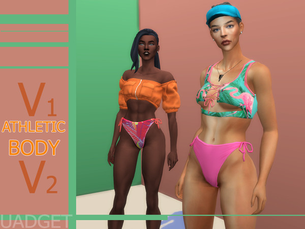 Sims 4 — Athletic body V1-V2 by Uadget2 — A more anatomical body preset for your athletes. More pronounced muscle relief.