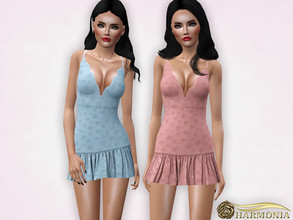 Sims 3 — Satin Peplum Hem Dress by Harmonia — Mesh By Harmonia 3 color. recolorable Please do not use my textures. Please