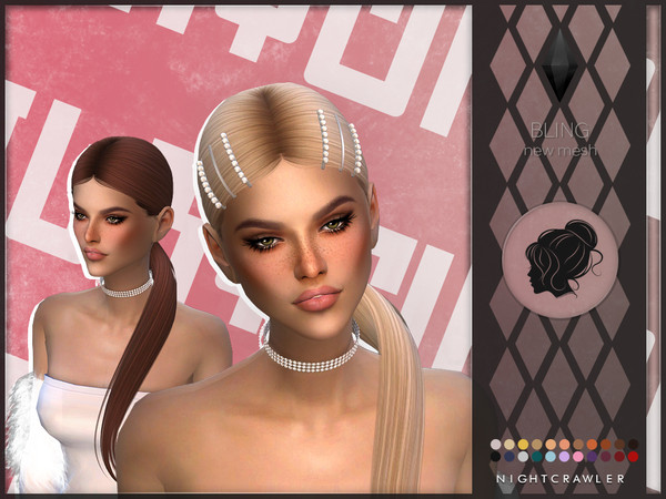 Sims 4 — Nightcrawler-Bling by Nightcrawler_Sims — NEW HAIR MESH T/E Smooth bone assignment All lods 22colors Works with