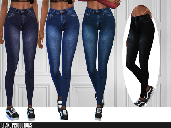 Sims 4 — ShakeProductions 296-4 Jeans by ShakeProductions — Ripped High Waisted Jeans 5 Colors