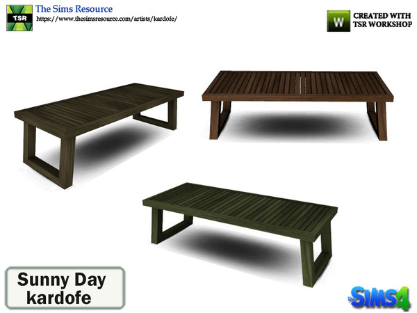 Sims 4 — kardofe_Sunny Day _Coffee table by kardofe — Wooden slatted coffee table, in three different options 