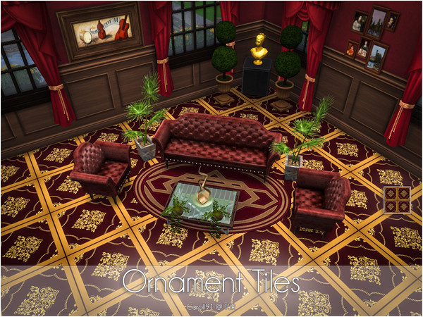 Sims 4 — Ornament tiles by Caroll912 — Custom design of oriental, ornament tile floor. Suitable for outdoor and indoor