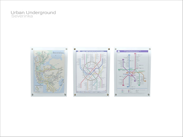 Sims 4 — [Urban Underground] - subway map by Severinka_ — Subway map From the set 'Urban Underground' Build / Buy
