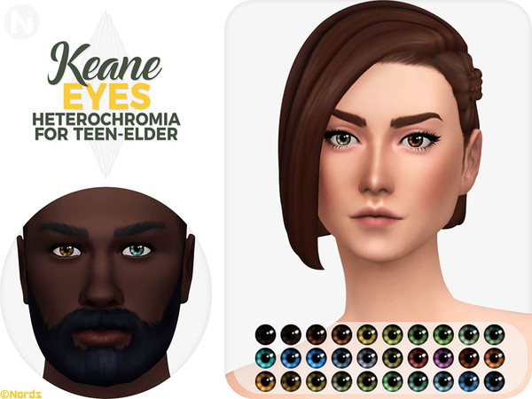 Sims 4 — Keane Heterochromia for YU by Nords — This is a heterochromia option of my Keane Eyes for teen-elder sims. I
