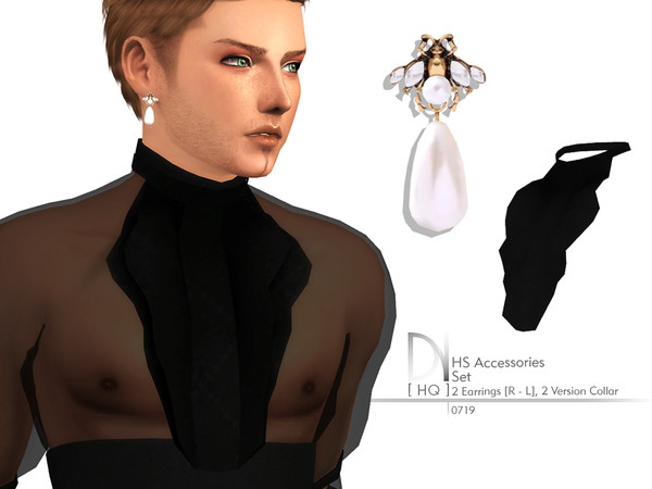 Sims 4 — HS Accessories by DarkNighTt — HS Accessories Set have 2 version of earrings, 2 version or collar. Hope you