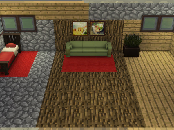 Sims 4 — Miner's Cabin Wall Set by SuspiciousSparkleHorse — A set of two walls featuring Minecraft Inspired designs of