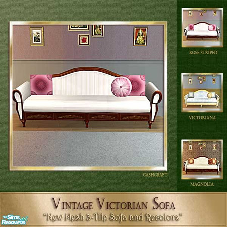 Sims 2 — Victorian Sofa Collection - Rose Striped by Cashcraft — A vintage Victorian sofa to match furnishings from my