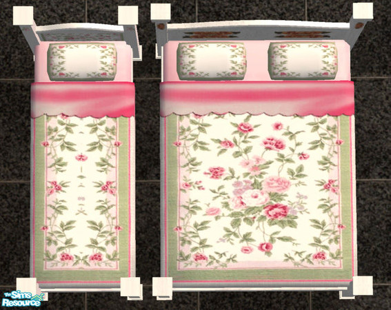 Sims 2 — Storybook RC set 4 - Shabby Chic bedding by Simaddict99 — Shabby chic floral bedding to match.