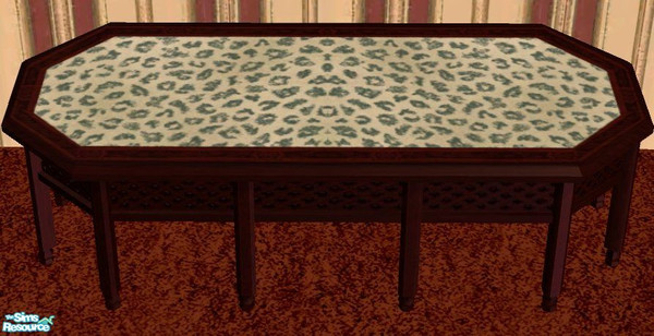 Sims 2 — Coffetable Dark Redwood w/ Leopard Inlay by RhondaBlonda — 
