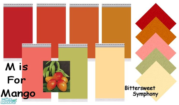 Sims 2 — M is for Mango by Bittersweet_Symphony — Walls and carpets in colors that can be found in a mango.